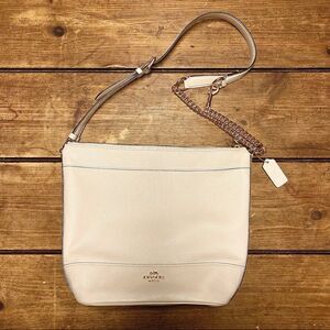 Coach Paxton Duffle Crossbody Purse Bag Chalk Cream Pebble Leather NWT